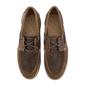 Durango Women Sandstone Floral‎ Tooled Leather Boat Shoes Brown Loafers Size 10M